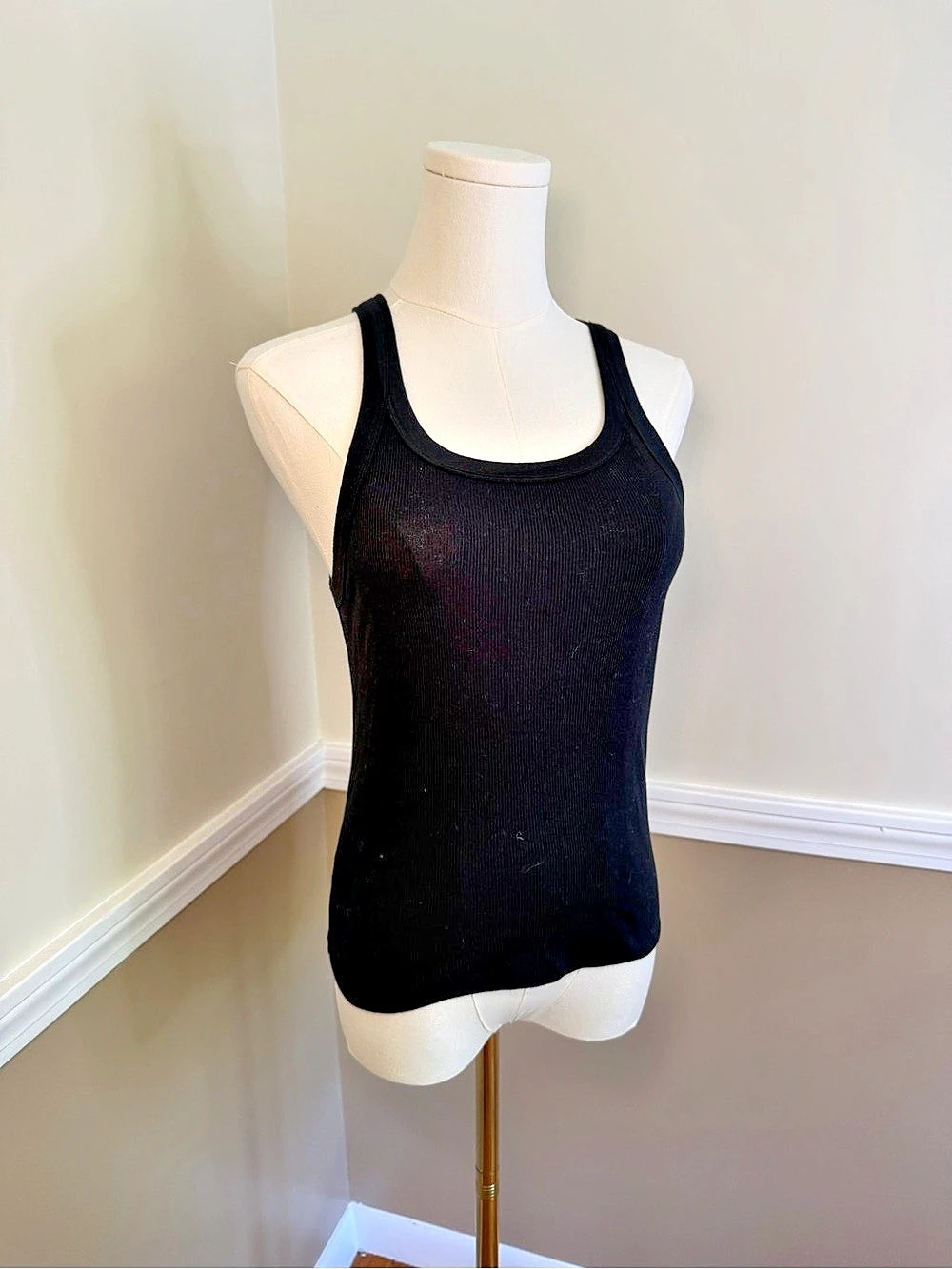 American eagle Contour Tank Ribbed Tank Top in Black Size Medium NWT